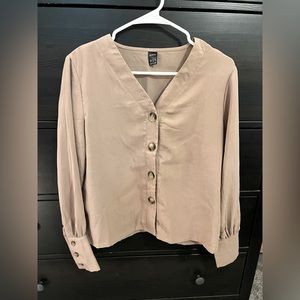 Shein Tan Button Up Long Sleeve XS